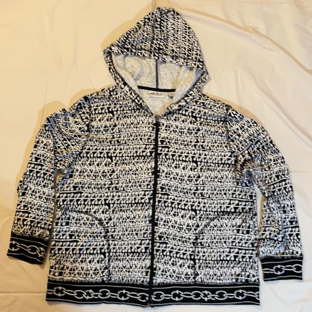 Natalie & Me Woman’s Black & White Abstract Hoodie